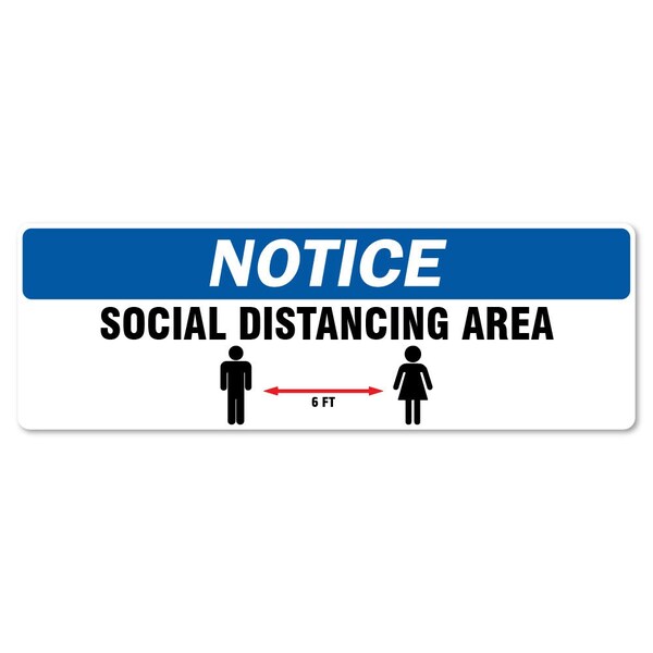 Social Distance Area 6 Ft Non-Slip Floor Graphic, 18in Vinyl, 3PK, 16 in L, 16 in H, R-16-3PK-99990